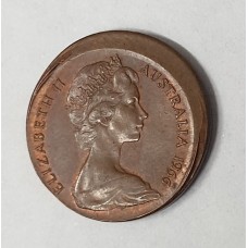 AUSTRALIA 1966 . ONE 1 CENT COIN . ERROR . OFF CENTRE . MIS-STRIKE 20%